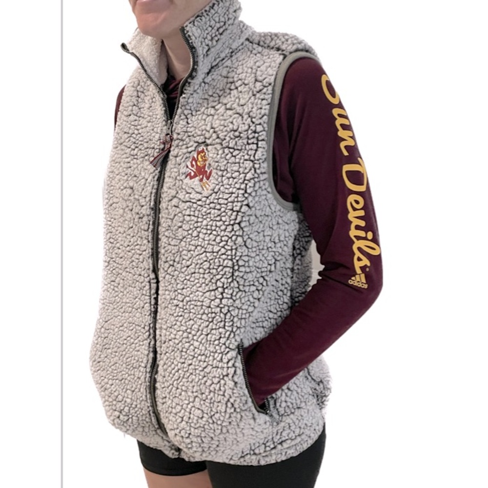 ASU Sherpa Vest Arizona State University Sun Devils Size S/M Small-Medium Pocket